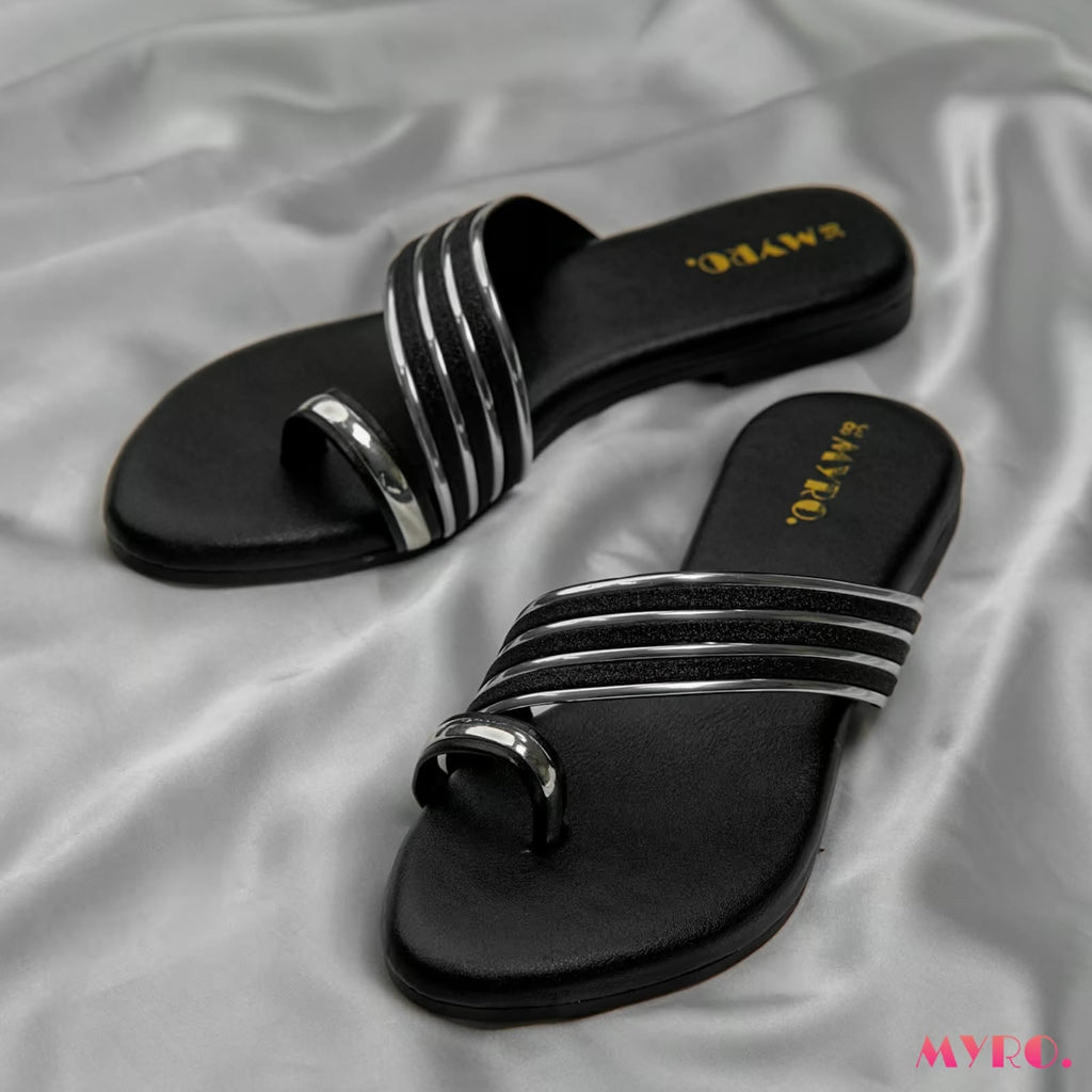 Black Jelly Glitter Chappal - MYRO