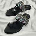 Iria Black Zardosi Chappal - MYRO