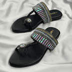 Iria Black Zardosi Chappal - MYRO