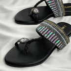 Iria Black Zardosi Chappal - MYRO