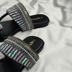 Iria Black Zardosi Chappal - MYRO
