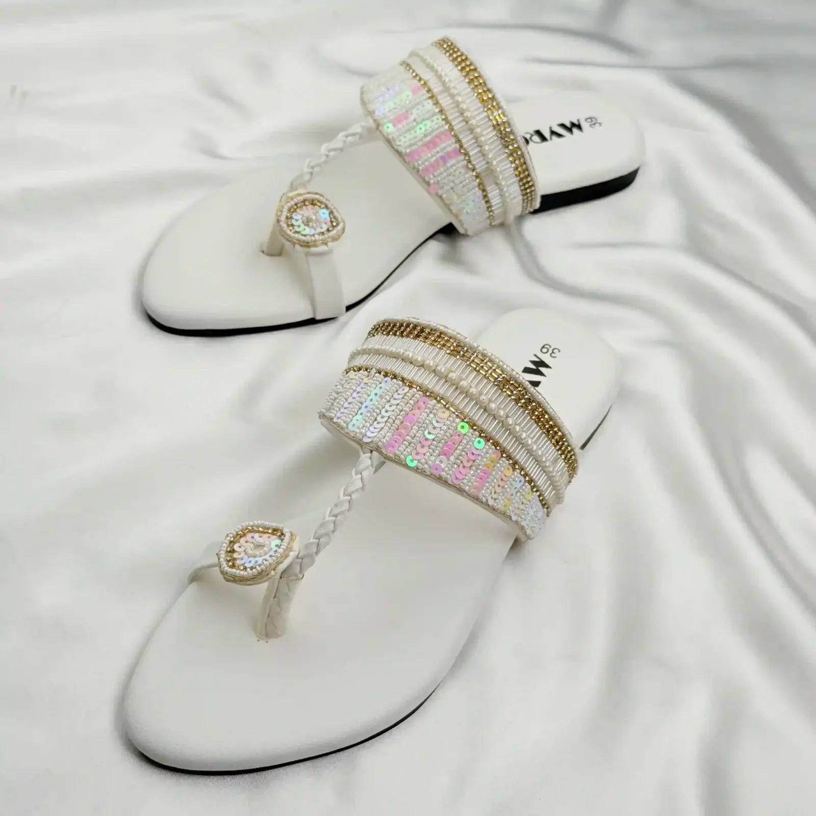 Iria Black Zardosi Chappal - MYRO