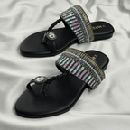 Iria Black Zardosi Chappal - MYRO