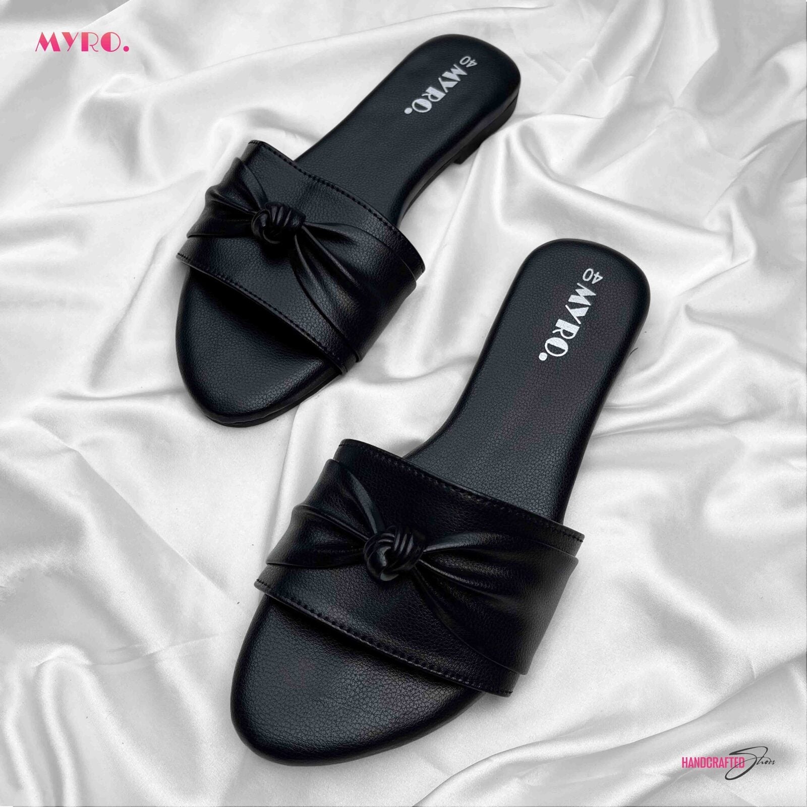 Myro Black Bow Slide - MYRO