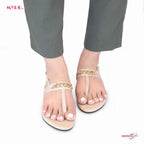 MYRO Cream Chain Detailed Thongs - MYRO