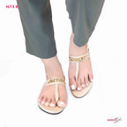 MYRO Cream Chain Detailed Thongs - MYRO