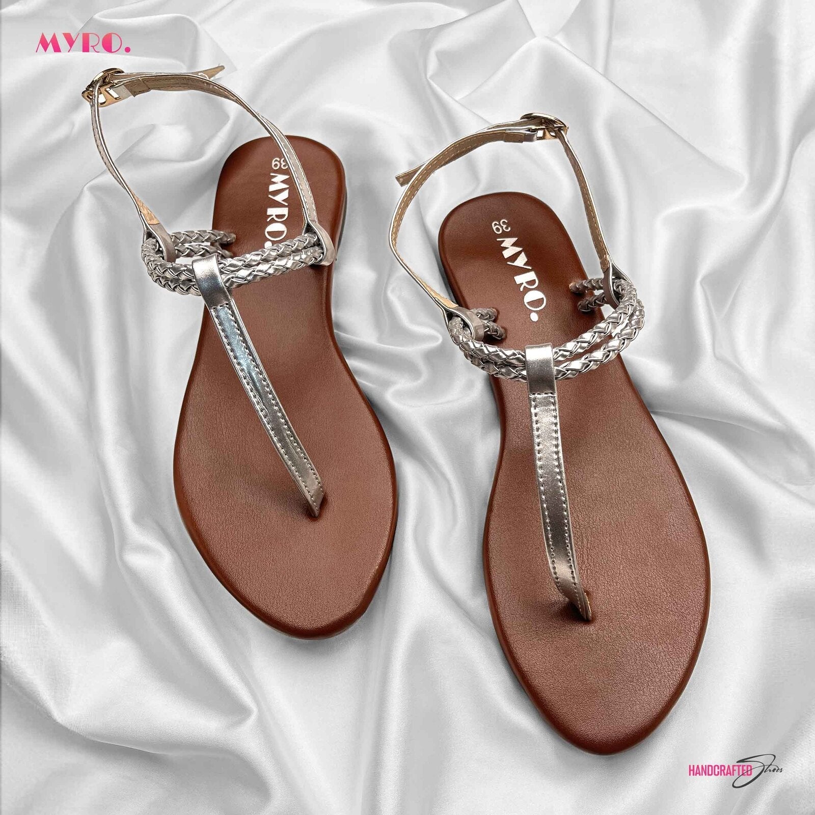 Myro Silver Braided Thongs - MYRO