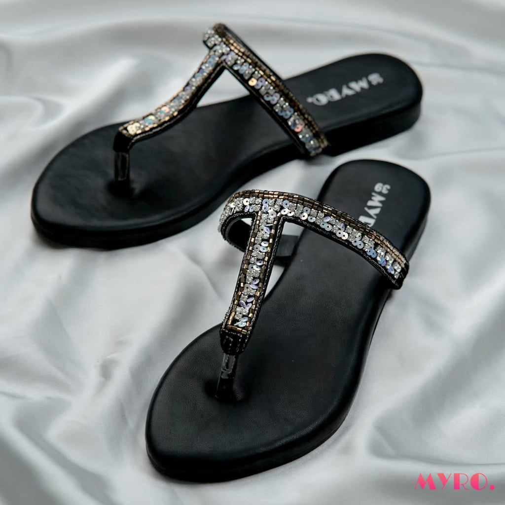 Xena Black Chappal - MYRO