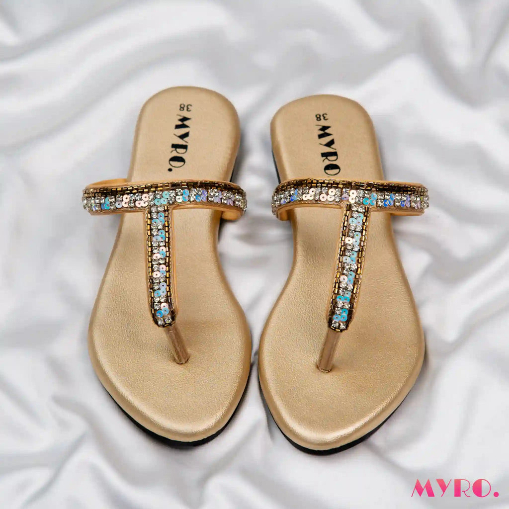 Xena Gold Chappal - MYRO