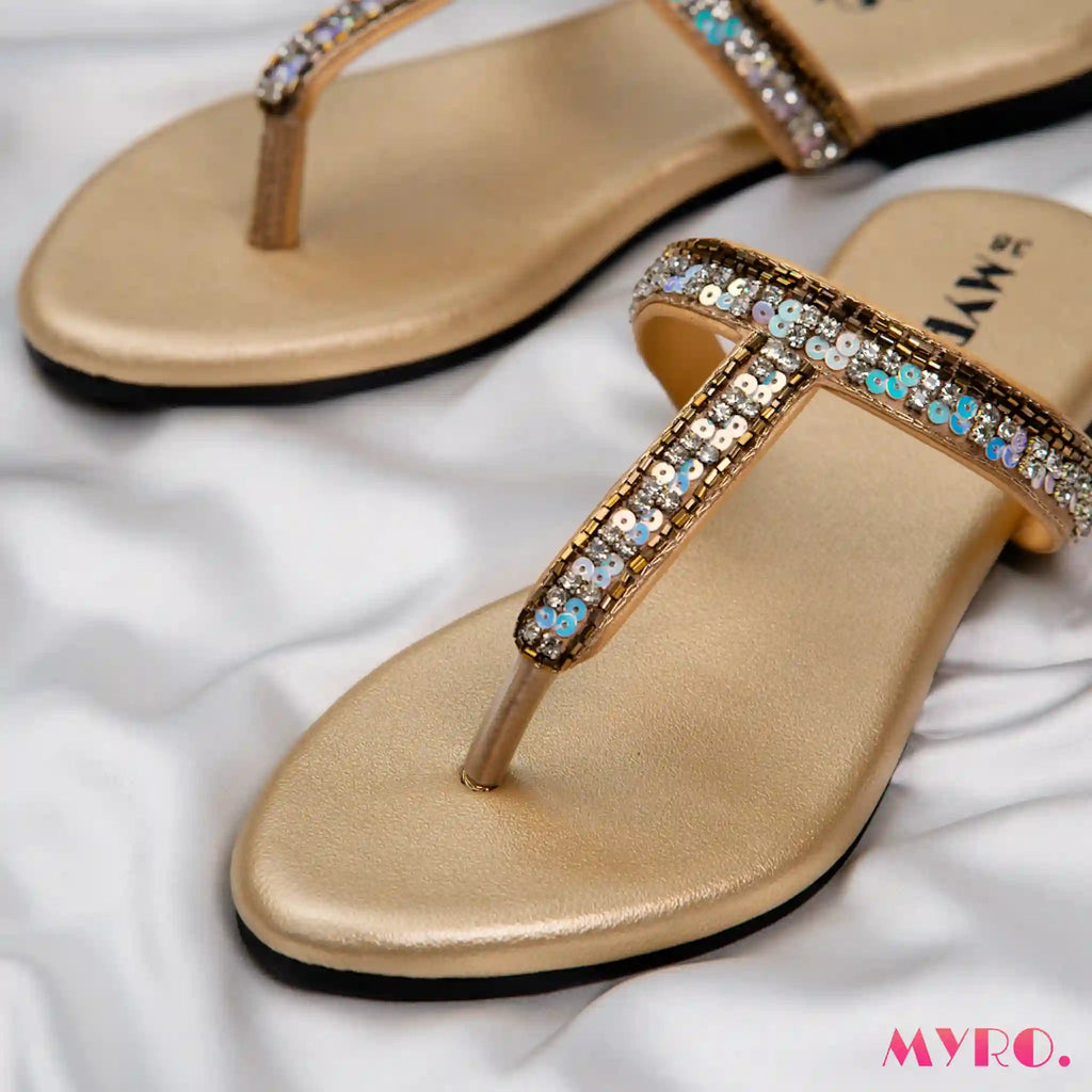 Xena Gold Chappal - MYRO
