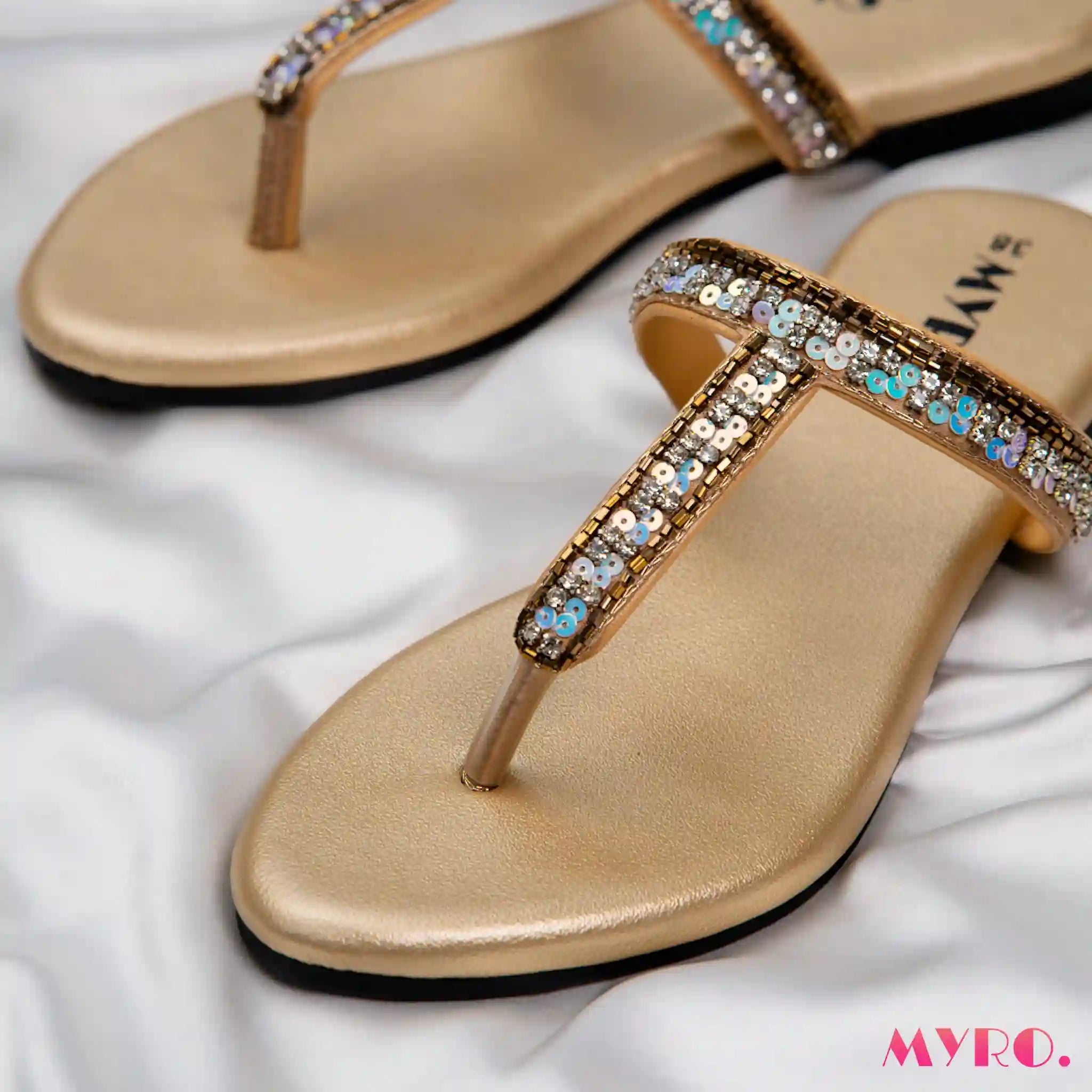Xena Gold Chappal - MYRO