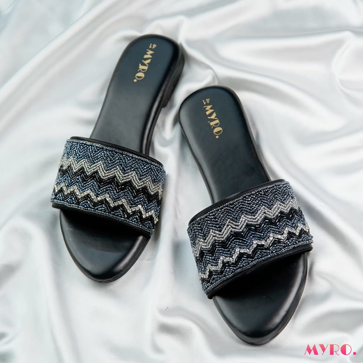 Zuri Zardosi Black Slide - MYRO