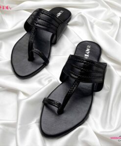 Myro Black Braided Chappal