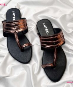 Myro Copper Black Braided Chappal