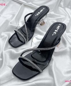 Myro Fuschia Black Glass Heel