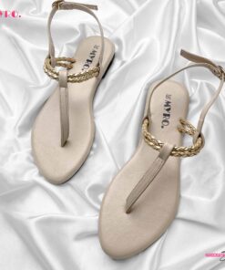 Myro Cream Gold Braided Thongs