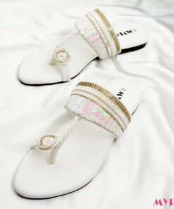 Iria White Zardosi Chappal